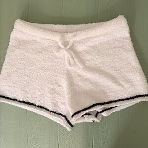 Barefoot Dreams White Cozy Shorts with Black Accents